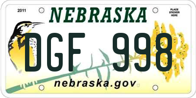 NE license plate DGF998
