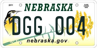 NE license plate DGG004