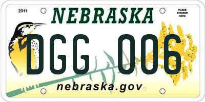 NE license plate DGG006