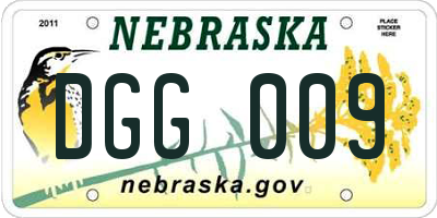 NE license plate DGG009