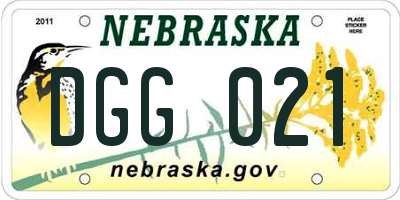 NE license plate DGG021