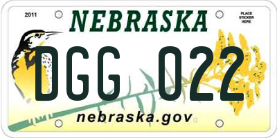 NE license plate DGG022