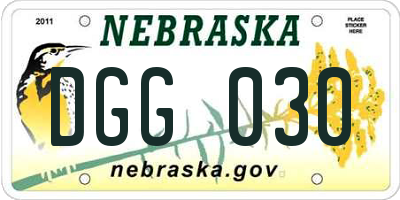 NE license plate DGG030