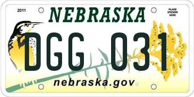 NE license plate DGG031