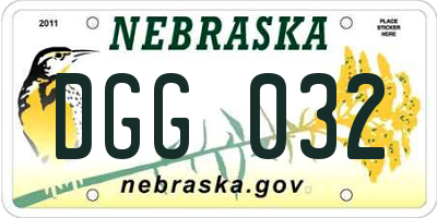 NE license plate DGG032