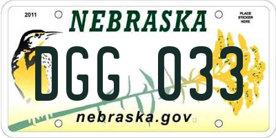 NE license plate DGG033