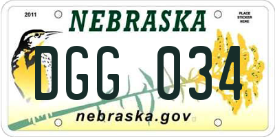 NE license plate DGG034