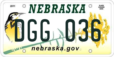 NE license plate DGG036