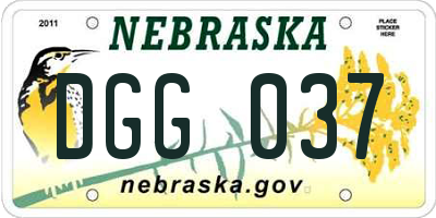 NE license plate DGG037