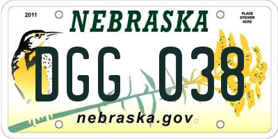 NE license plate DGG038