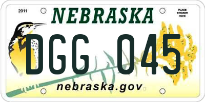 NE license plate DGG045