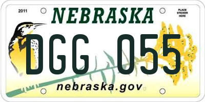 NE license plate DGG055