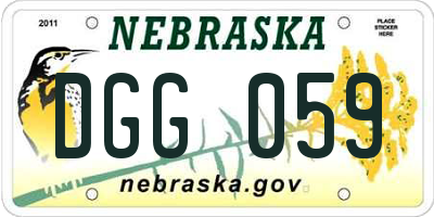 NE license plate DGG059