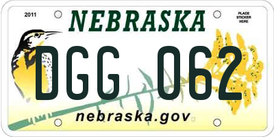 NE license plate DGG062