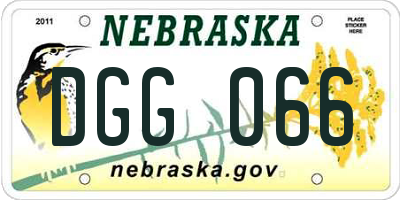 NE license plate DGG066