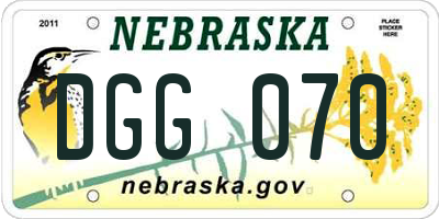 NE license plate DGG070