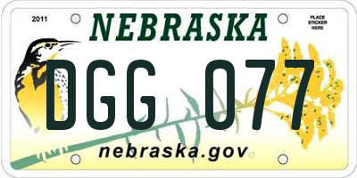 NE license plate DGG077