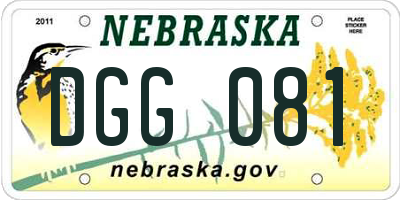 NE license plate DGG081