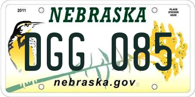 NE license plate DGG085