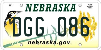 NE license plate DGG086