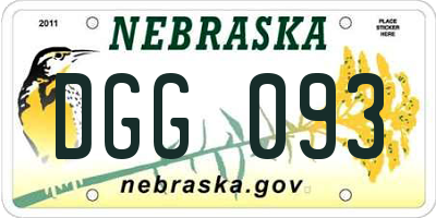 NE license plate DGG093