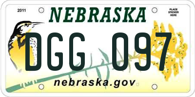 NE license plate DGG097
