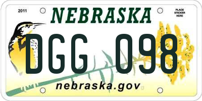 NE license plate DGG098