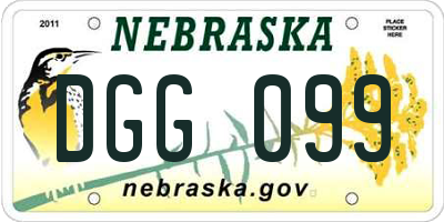 NE license plate DGG099