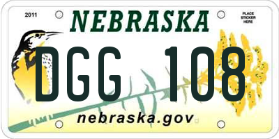 NE license plate DGG108