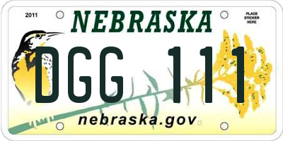 NE license plate DGG111