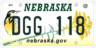 NE license plate DGG118