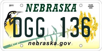 NE license plate DGG136