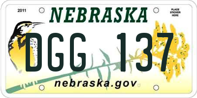NE license plate DGG137