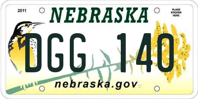 NE license plate DGG140