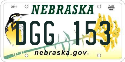 NE license plate DGG153