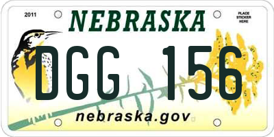 NE license plate DGG156