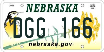 NE license plate DGG166