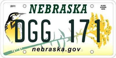 NE license plate DGG171