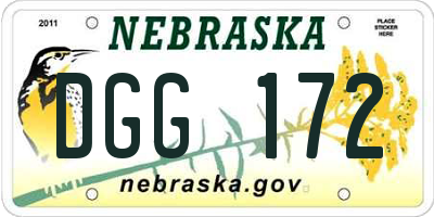 NE license plate DGG172