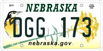 NE license plate DGG173