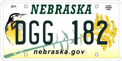 NE license plate DGG182