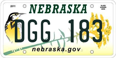 NE license plate DGG183