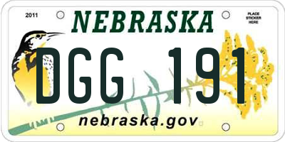 NE license plate DGG191