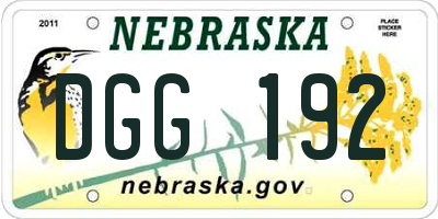 NE license plate DGG192