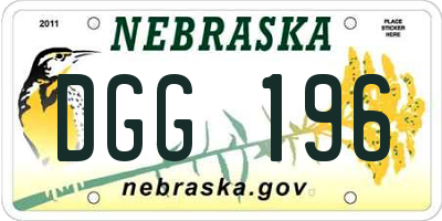NE license plate DGG196