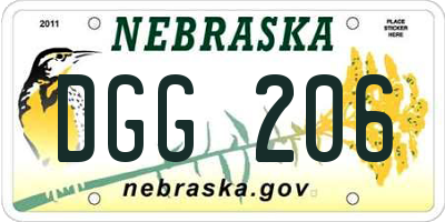 NE license plate DGG206