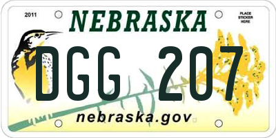 NE license plate DGG207
