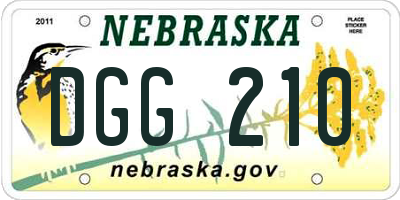 NE license plate DGG210