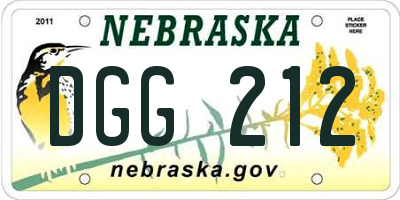 NE license plate DGG212