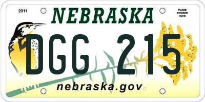 NE license plate DGG215
